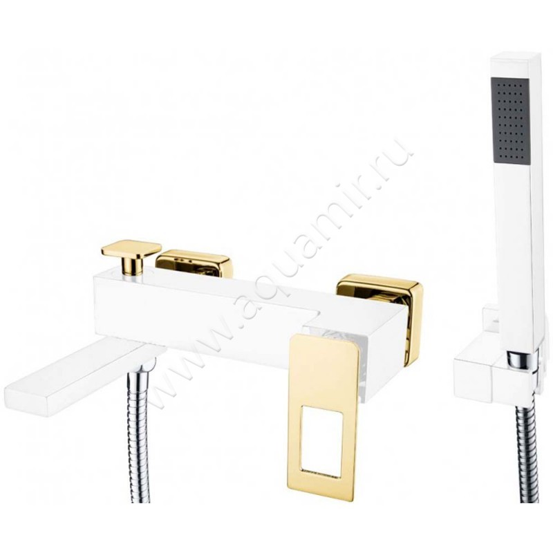 Смеситель для ванны Boheme Q с душем, золото/белый глянцевый/матовый 143WG