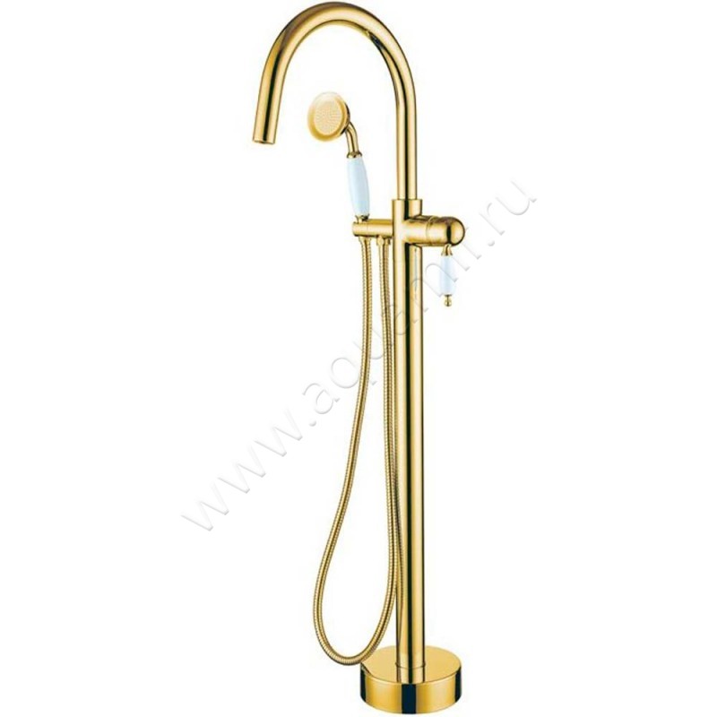 Напольный смеситель для ванны Boheme Imperiale с душем, с длинным изливом, золото 289