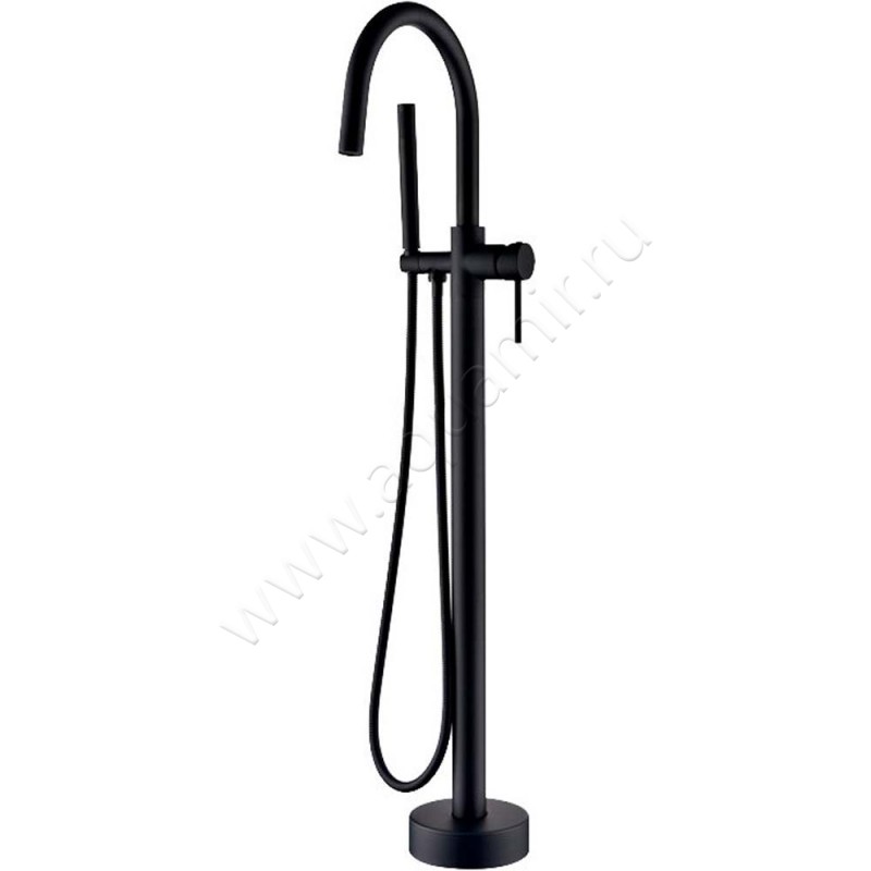 Напольный смеситель для ванны Boheme Black с душем, с длинным изливом, черный матовый 469B