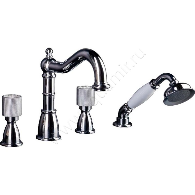 Смеситель на борт ванны Boheme Royal Cristal с душем, хром 396ROYALCRST