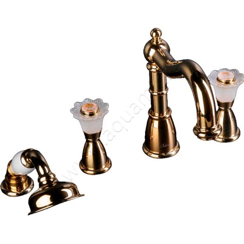 Смеситель на борт ванны Boheme Royal Cristal с душем, золото 395ROYALCRST