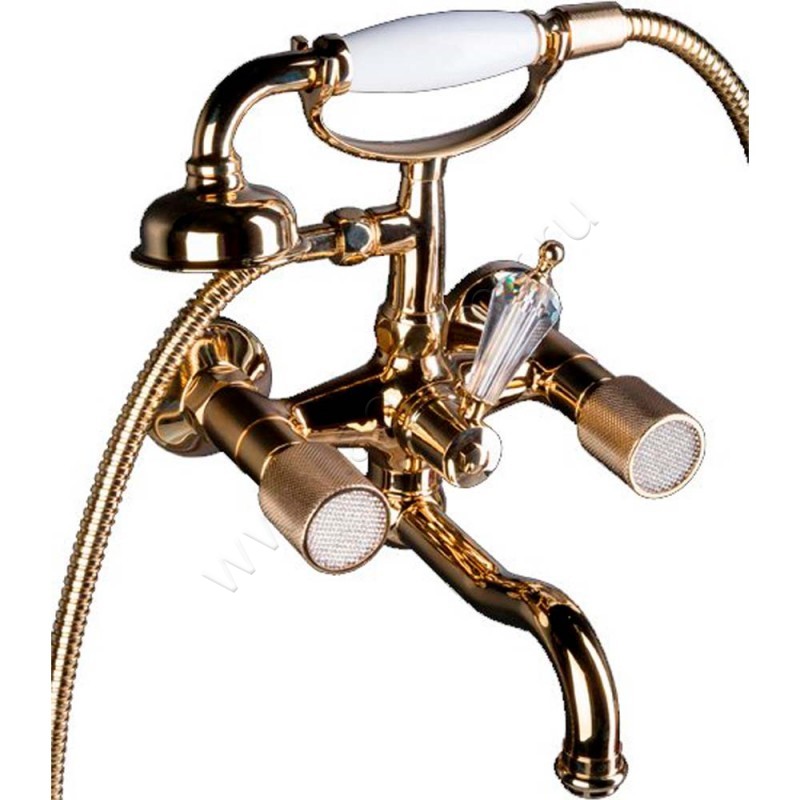 Смеситель для ванны Boheme Royal Cristal с душем, золото 293ROYALCRST