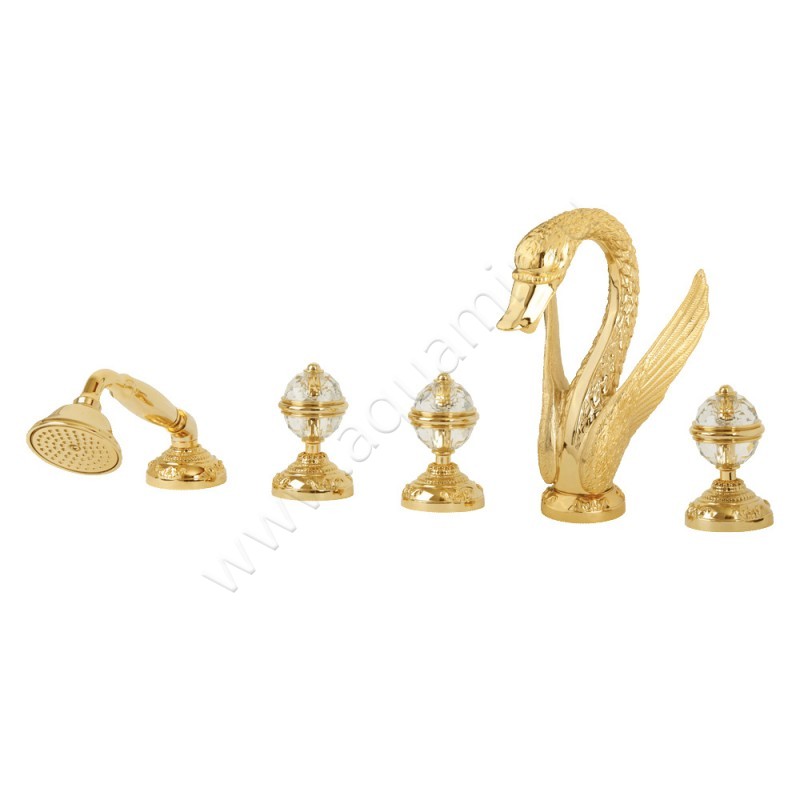 Смеситель на борт ванны Migliore Luxor с душем, золото 24243