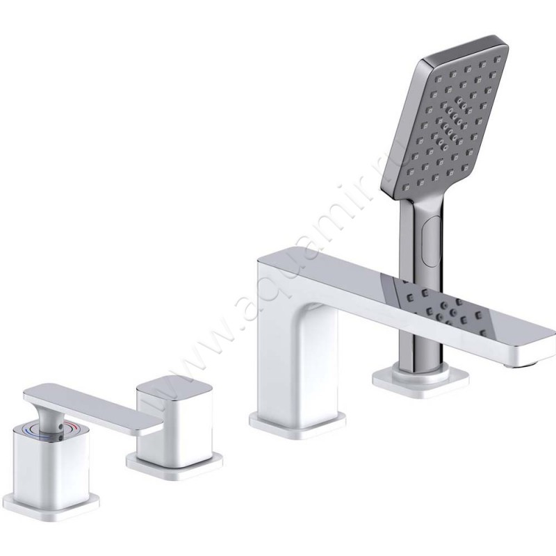 Смеситель на борт ванны Timo Torne с душем, хром/белый матовый 43300016Y