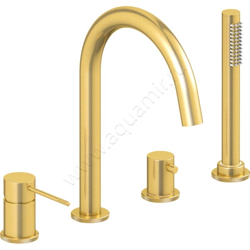 Смеситель на борт ванны Timo Saona с душем, золото матовое 232017Y