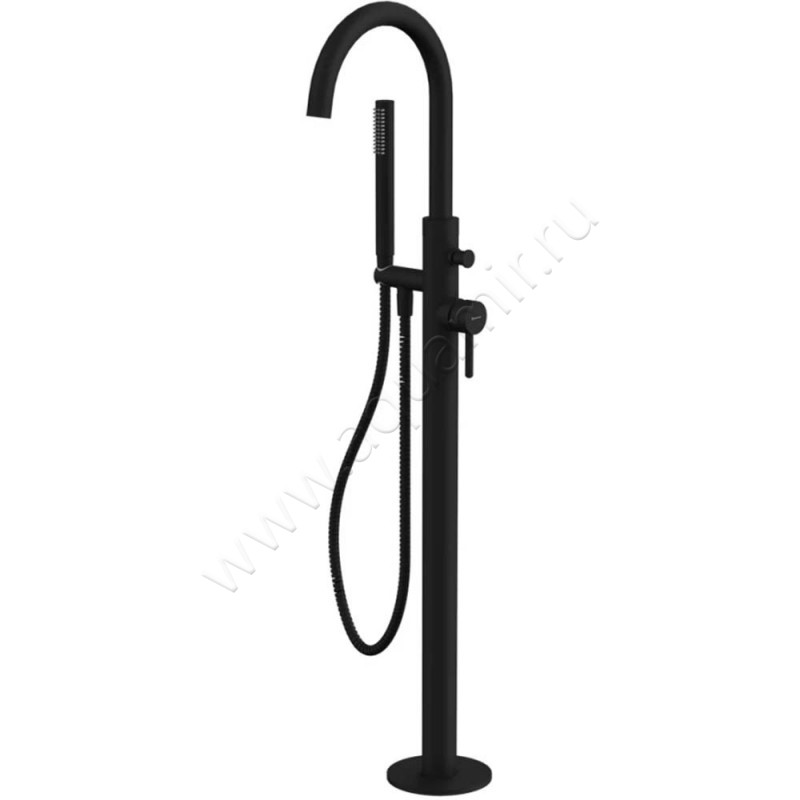 Напольный смеситель для ванны Omnires Y с душем, черный матовый Y1233BL