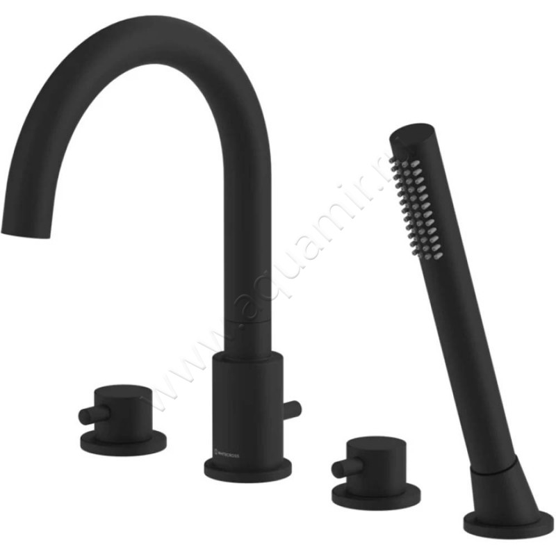 Смеситель на борт ванны Omnires Y с душем, черный матовый Y1232BL