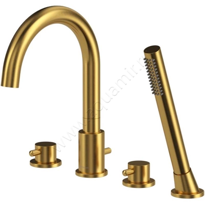 Смеситель на борт ванны Omnires Y с душем, золото матовое Y1232GLB