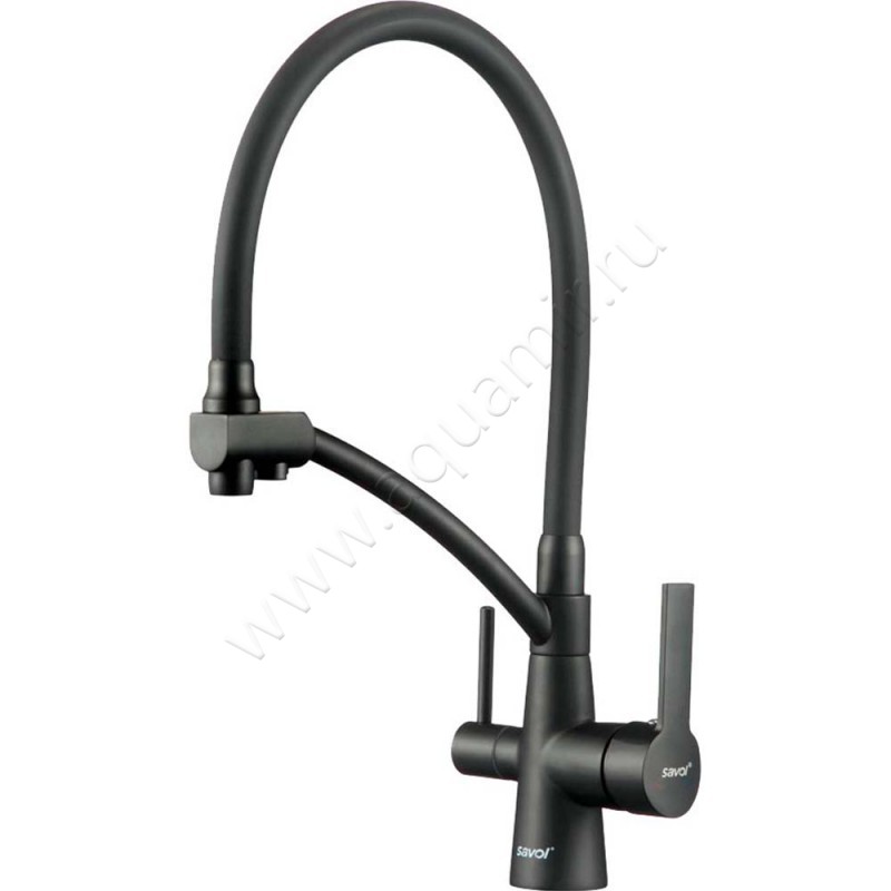 Смеситель для кухни Savol с гибким изливом, черный матовый S-L1805H-01