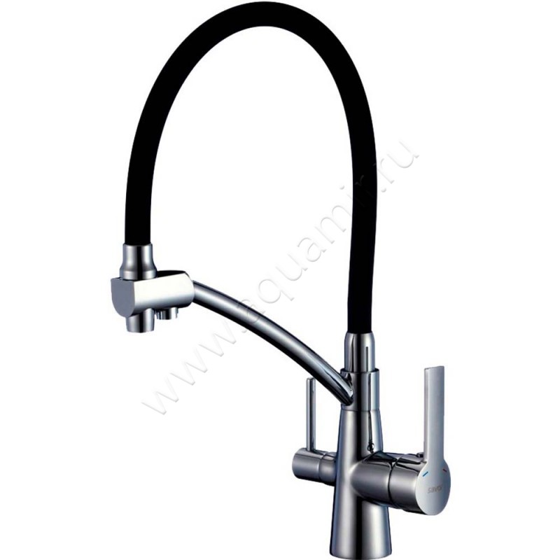 Смеситель для кухни Savol с гибким изливом, сталь/черный матовый S-L1805L-01