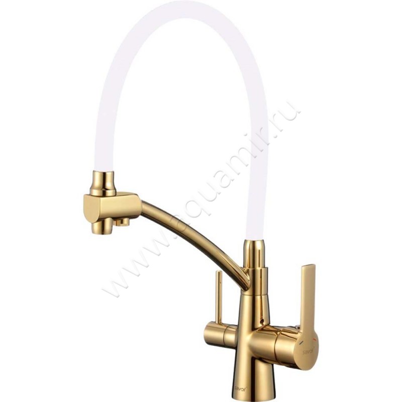 Смеситель для кухни Savol белый/золото белая матовое/ глянцевое S-L1805B-02