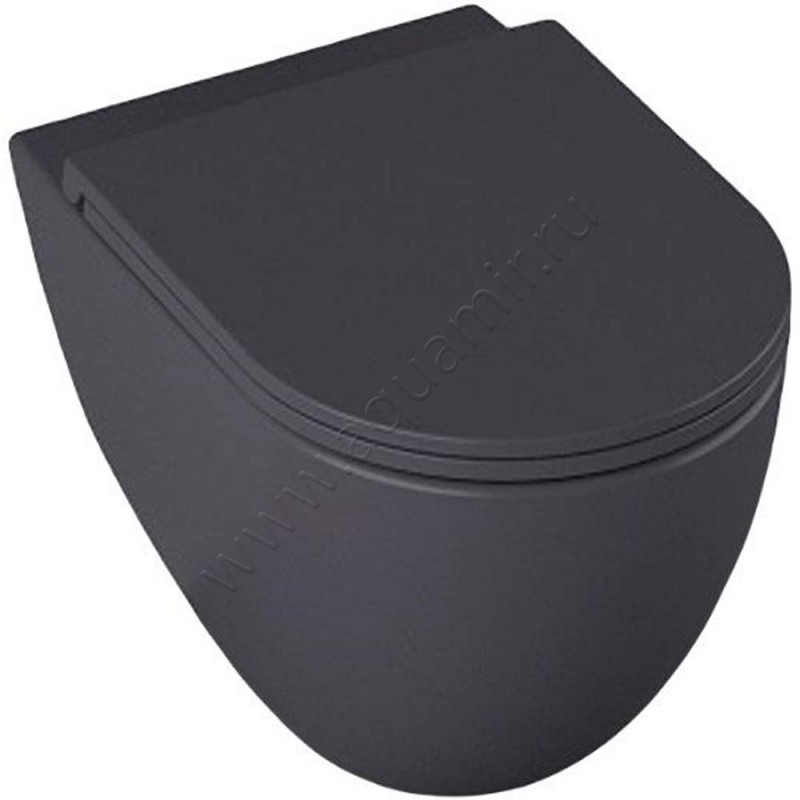 Унитаз подвесной Allen Brau REALITY 53 см, безободковый, черный матовый 4.32006.AN