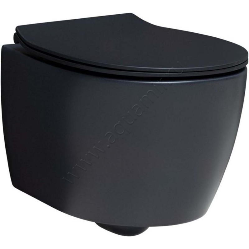 Унитаз подвесной Allen Brau FANTASY с крышкой микролифт, 51 см, безободковый, черный матовый 4.11004.31 + 4.11005.31