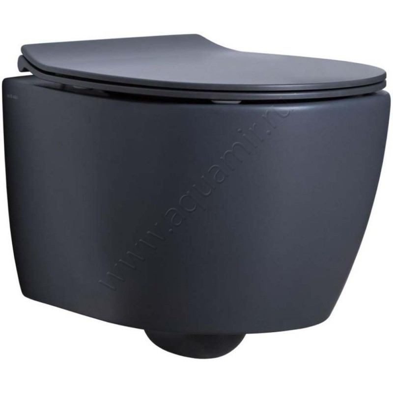 Унитаз подвесной Allen Brau FANTASY с крышкой микролифт, 51 см, безободковый, черный матовый 4.11004.AN + 4.11005.AN