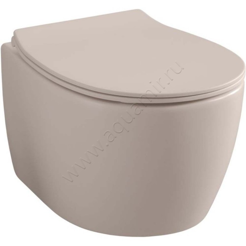 Унитаз подвесной Allen Brau FANTASY с крышкой микролифт, 51 см, безободковый, бежевый матовый 4.11004.IV + 4.11005.IV