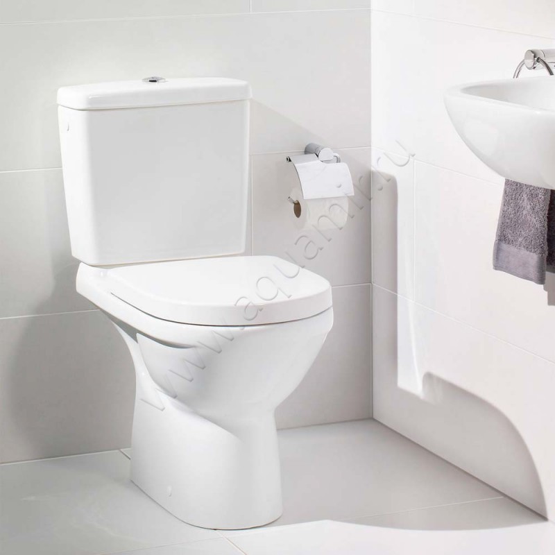 Унитаз-компакт Villeroy & Boch O.NOVO с крышкой, 67 см, белый, с покрытием ceramicplus 566101R1 + 5760G1R1 + 9M396101