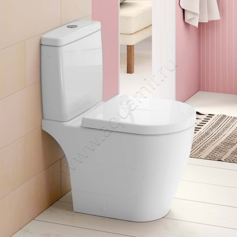 Унитаз-компакт Villeroy & Boch AVENTO с крышкой микролифт, 65,5 см, безободковый, белый 5644R001 + 77581101 + 9M77C101
