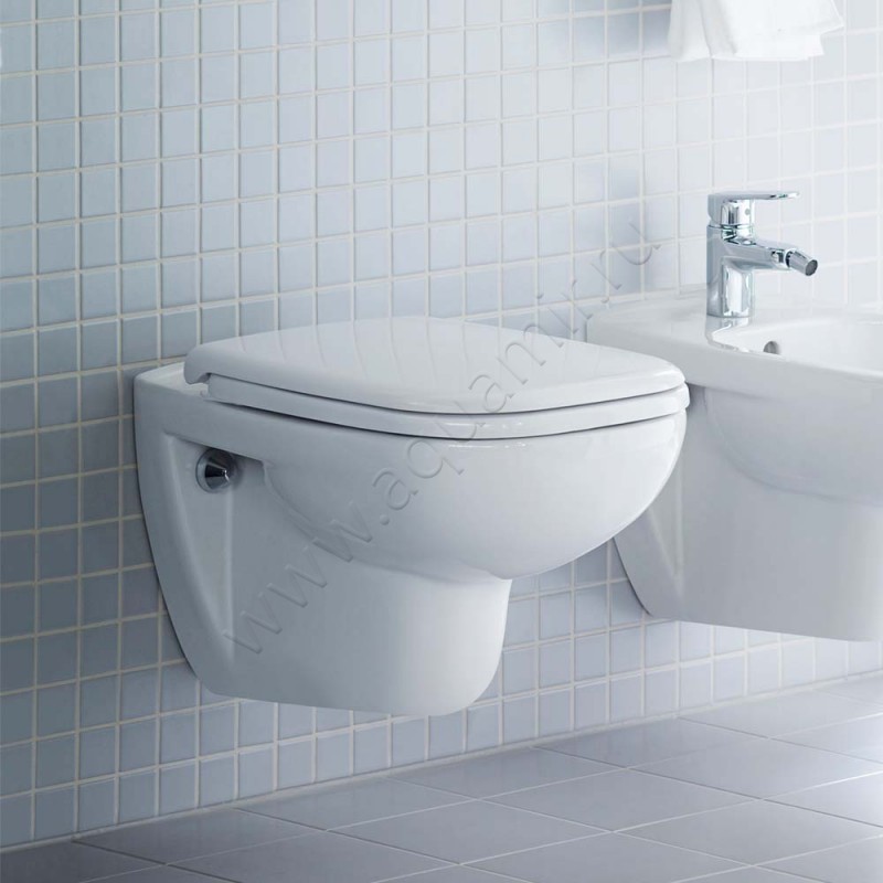 Унитаз подвесной Duravit D-CODE с крышкой, 54,5 см, безободковый, белый 2535090000 + 0067310000