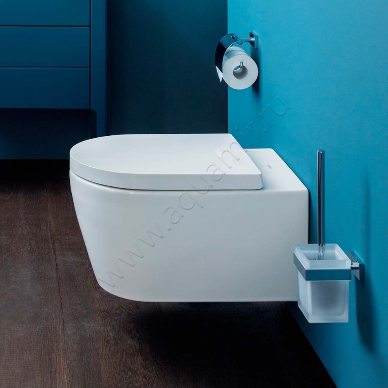 Унитаз подвесной Duravit Me By Starck с крышкой микролифт, 57 см, безободковый, белый 25280900001 + 0020090000