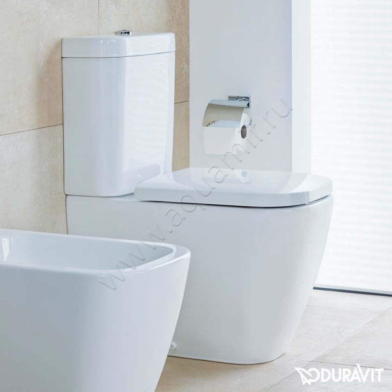 Унитаз-компакт Duravit HAPPY D.2 с крышкой микролифт, 63 см, безободковый, белый 2134090000 + 0934100005 + 0064590000