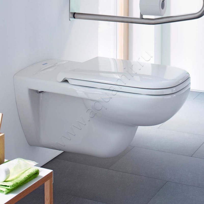 Унитаз подвесной Duravit D-CODE с крышкой, 70 см, безободковый, белый 2228092000 + 0060310000