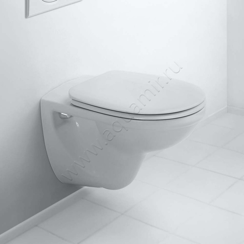 Унитаз подвесной Duravit D-CODE с крышкой микролифт, 55,5 см, безободковый, белый 0184092000 + 0064190096