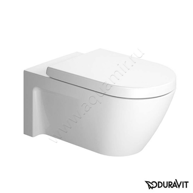 Унитаз подвесной Duravit STARCK 2 с крышкой микролифт, 62 см, безободковый, белый 25330900001 + 0063390000