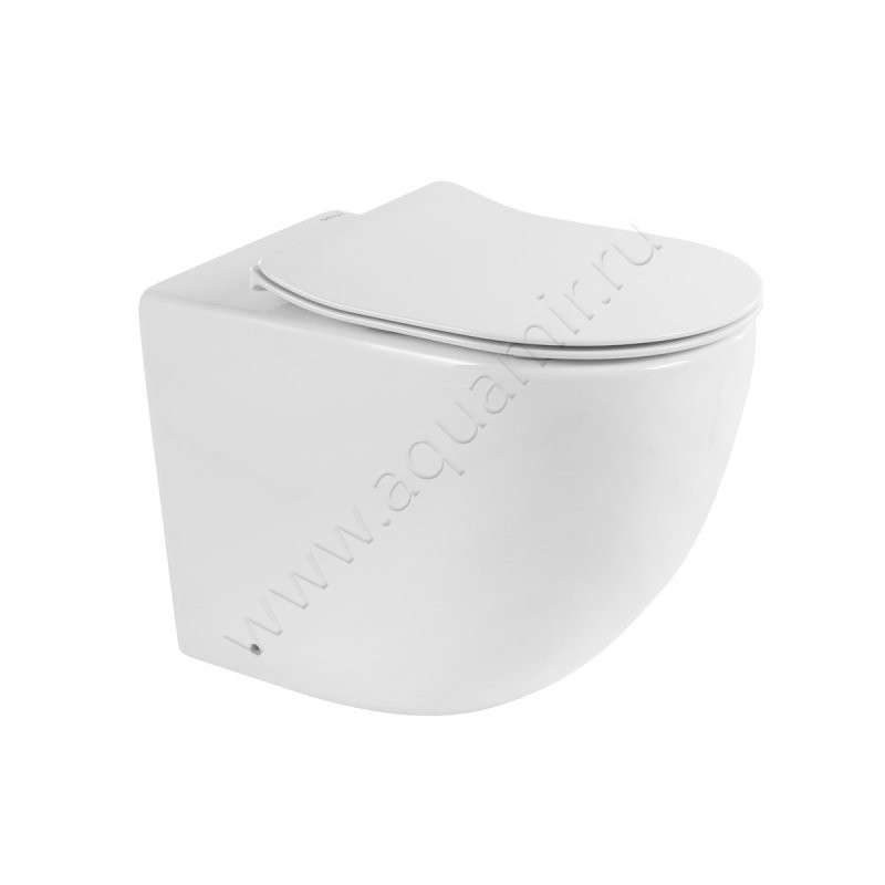 Унитаз приставной BelBagno SFERA-R с крышкой микролифт, 57 см, безободковый, белый BB2141CBR + BB2034SC