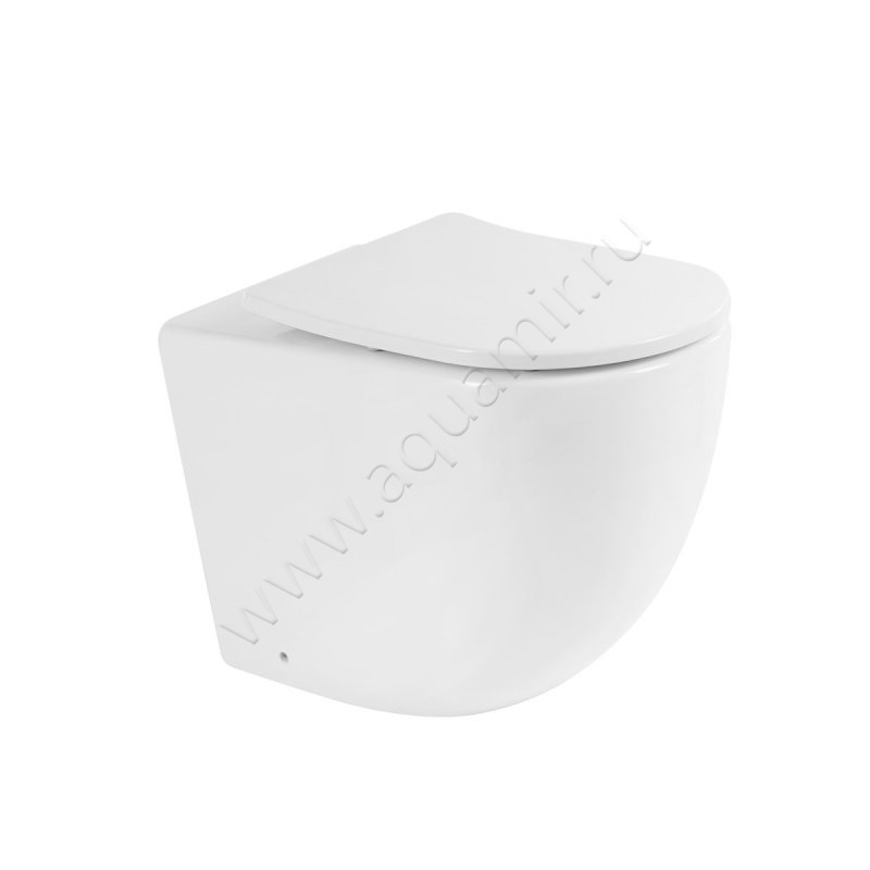 Унитаз приставной BelBagno SFERA-R с крышкой микролифт, 57 см, безободковый, белый BB2141CBR + BB2031SC