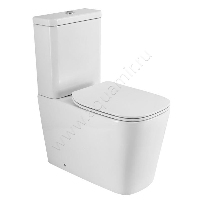 Унитаз-компакт BelBagno ALBANO с крышкой микролифт, 66 см, безободковый, белый BB120CPR + BB120T + BB903SC