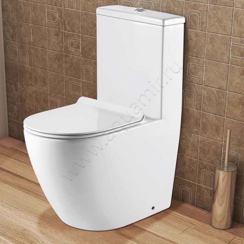 Унитаз-компакт Azario MORANO с крышкой микролифт, 68 см, безободковый, белый AZ-1001