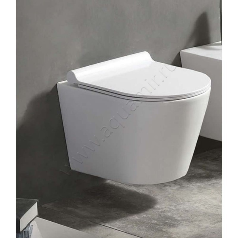 Унитаз подвесной Azario NOVA с крышкой микролифт, 48 см, безободковый, белый AZ2217