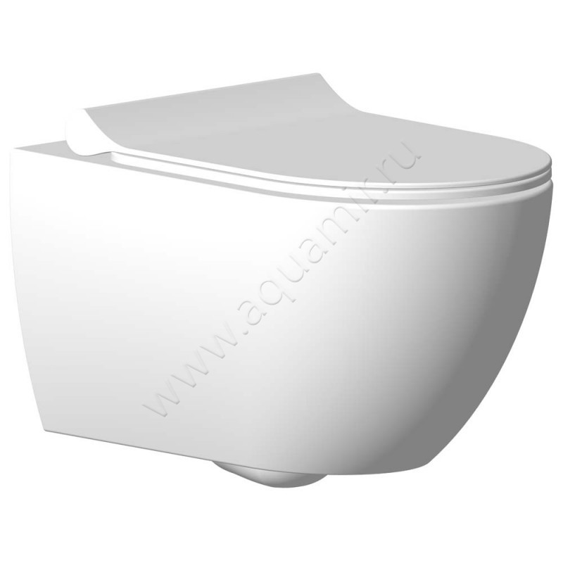 Унитаз подвесной Seramiksan HILL с крышкой микролифт, 52 см, безободковый, белый 00078707