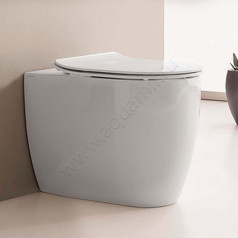 Унитаз приставной Scarabeo MOON с крышкой, 54,5 см, безободковый, белый 5522CL + 5530A