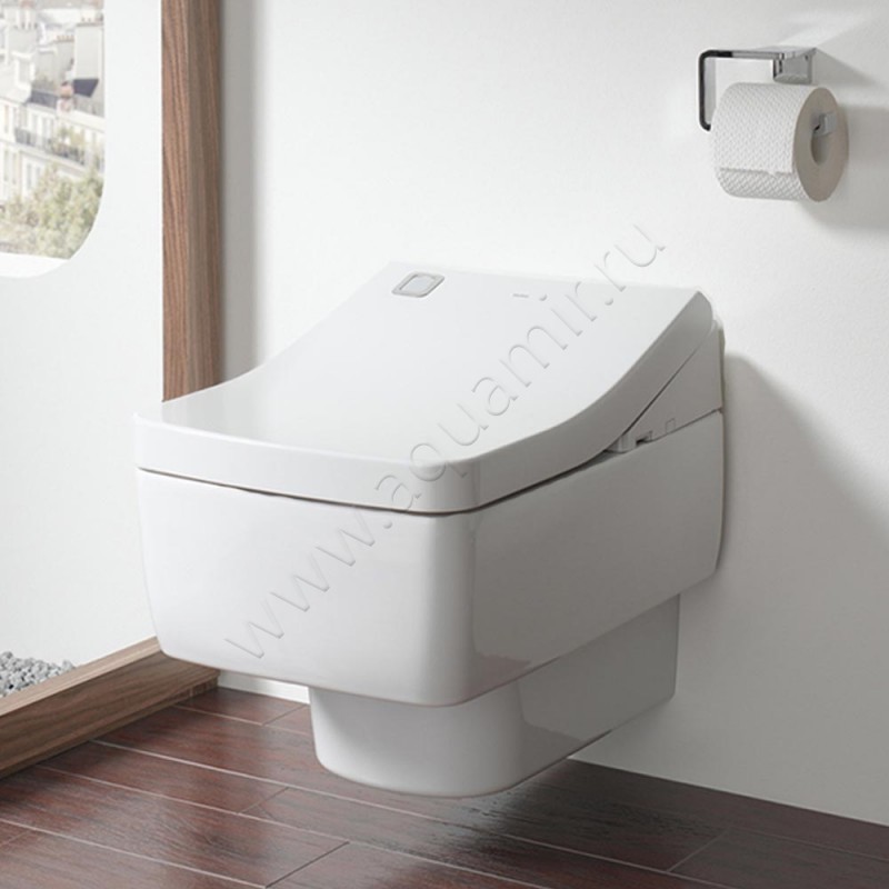 Унитаз подвесной с крышкой с функцией биде TOTO SG с крышкой микролифт, 58,6 см, безободковый, белый CW512YR + TCF403REGV1#NW1 + 9AE0017