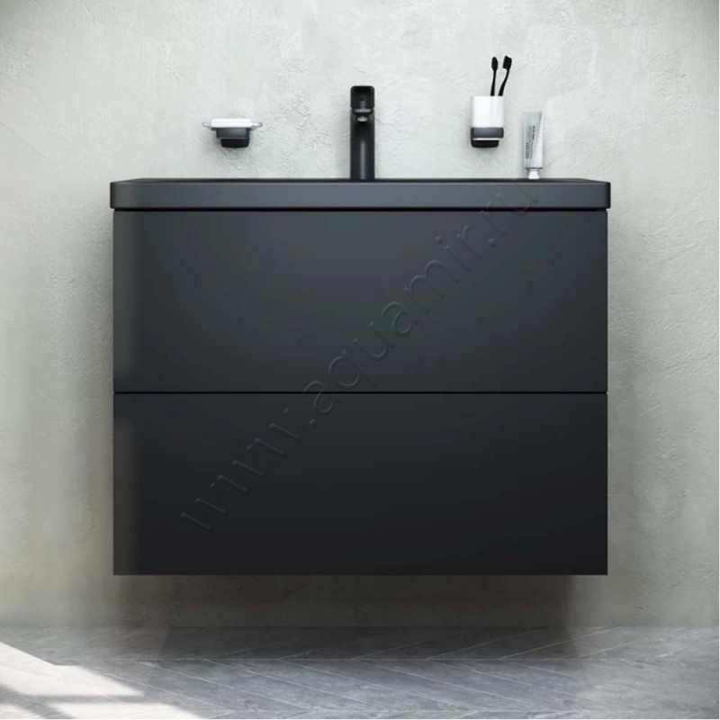 Тумба под раковину AM.PM Gem 75 см, черный матовый M90FHX07522BM