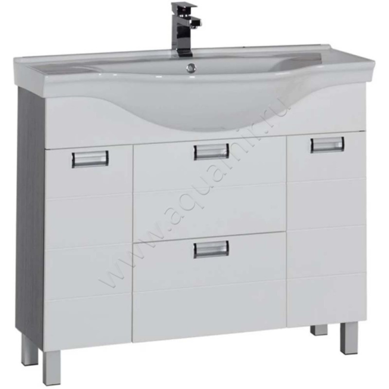 Тумба под раковину Aquanet Сити 97,5 см, белый/венге/темное дерево 00173235