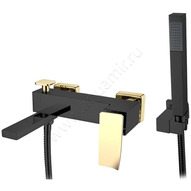 Смеситель для ванны Boheme Q с душем, черный/золото черное матовое 143BG2