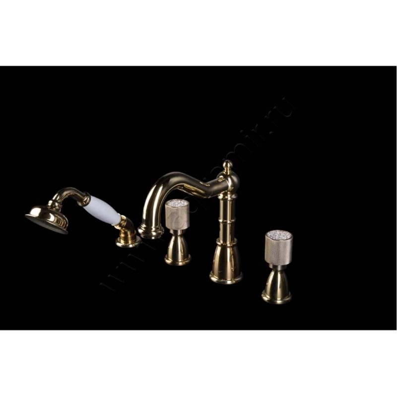 Смеситель для ванны Boheme Royal Cristal с душем, золото 395ROYALCRSTBLACK
