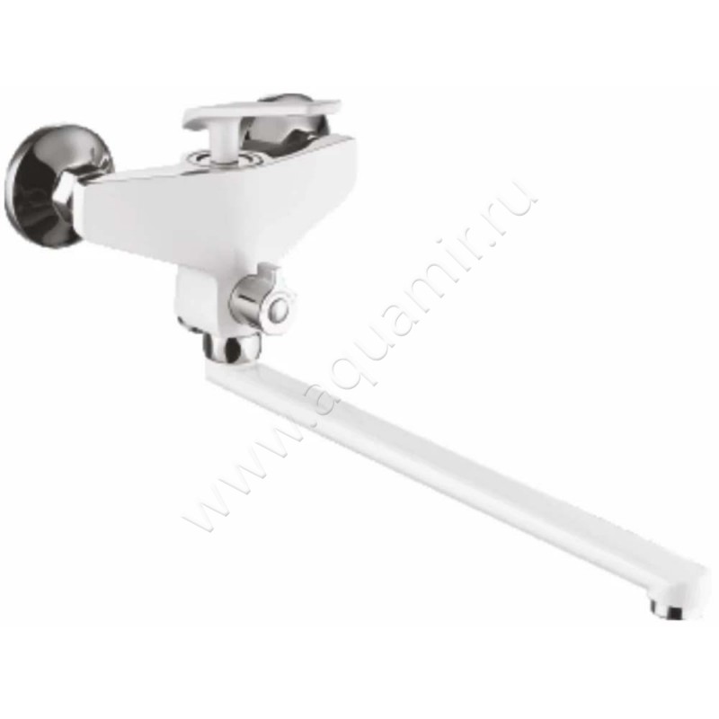 Смеситель для ванны Fashun с душем, с длинным изливом, белый/хром A22818