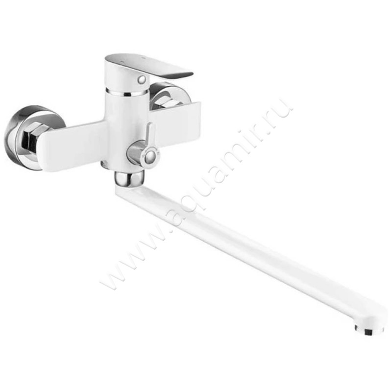 Смеситель для ванны Fashun с душем, с длинным изливом, хром/белый A22828