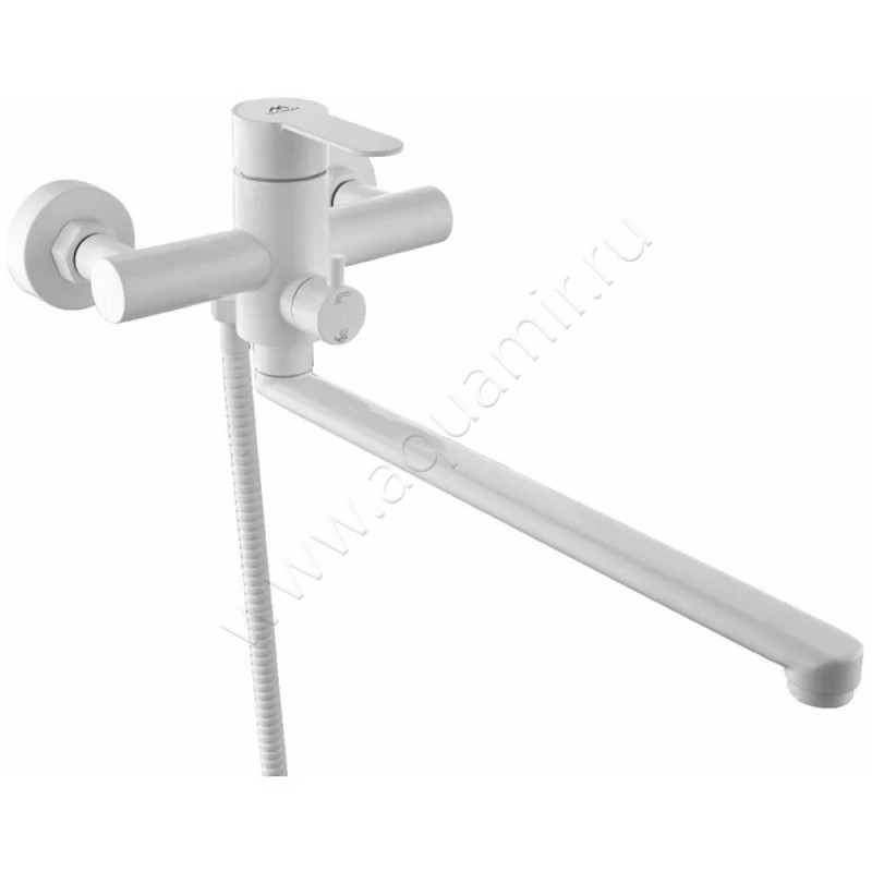 Смеситель для ванны Fashun с душем, с длинным изливом, белый A522018