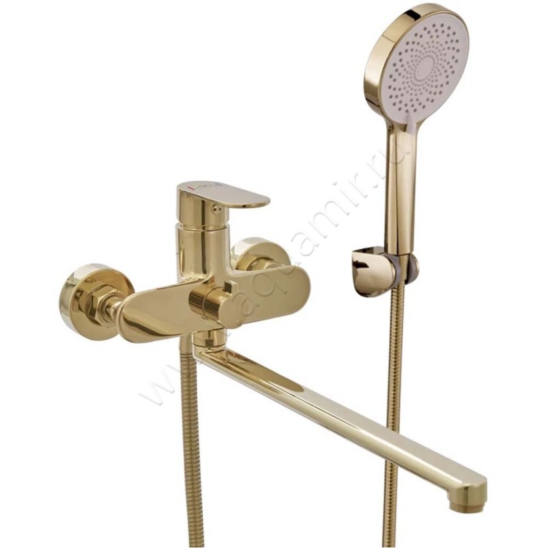 Смеситель для ванны Fashun с душем, с длинным изливом, золото A228535