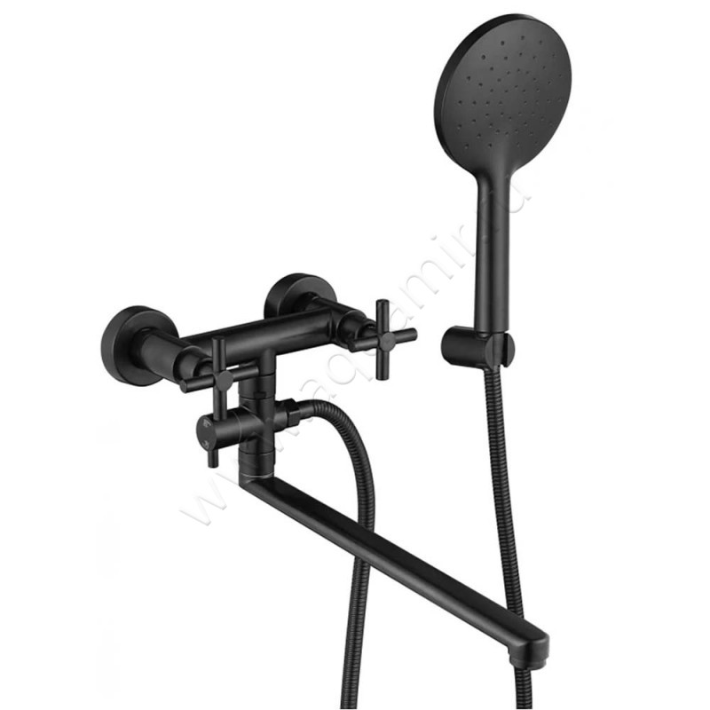 Смеситель для ванны Fmark 84 с душем, черный матовый FS8424H