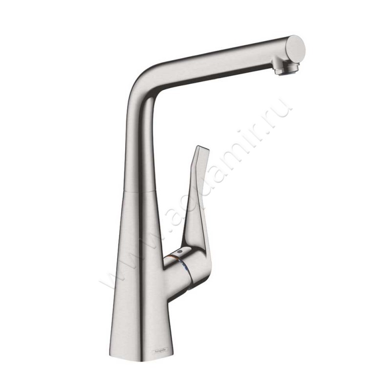 Однорычажный смеситель для кухни Hansgrohe Metris M71 сталь матовый 14822800