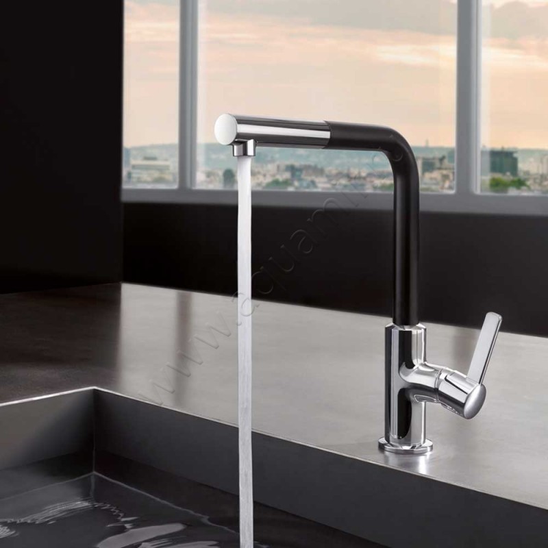 Однорычажный смеситель для кухни Kludi L-LINE S черный/хром матовый 408518775