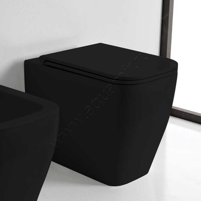 Унитаз приставной Scarabeo Teorema 2.0 55 см, черный матовый 5138CL49