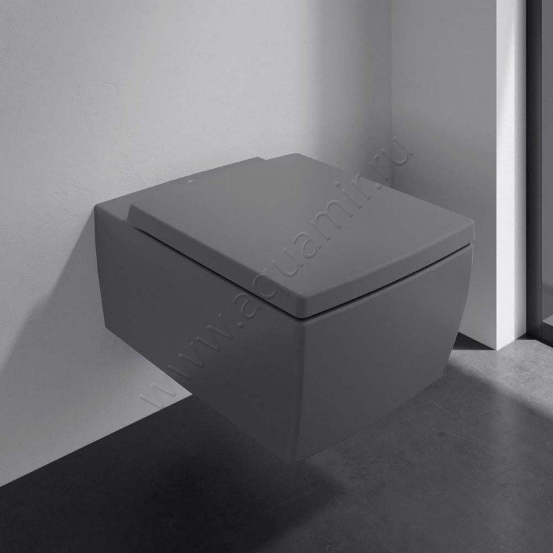 Унитаз подвесной Villeroy & Boch Memento 2.0 56 см, безободковый, графитовый матовый 4633R0i4