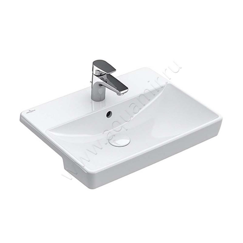 Раковина полувстраиваемая Villeroy & Boch Avento 55 см, фарфор, белый глянец/white alpin 4A065501