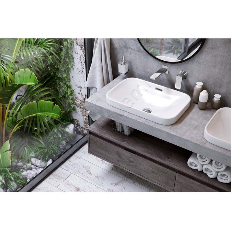 Раковина встраиваемая сверху на столешницу без отверстий Excellent Hasko CEAC.3718.570.WH